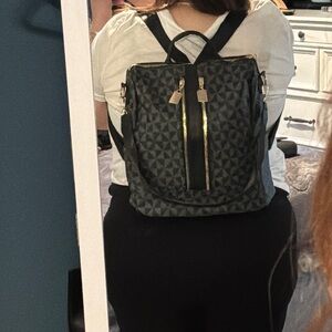 Stylish Black Geometric Backpack